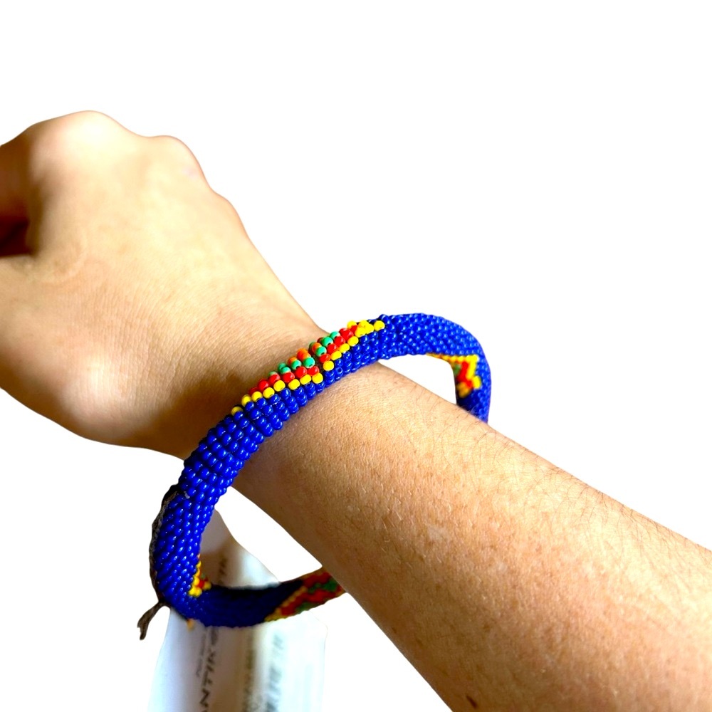 Antik Batik Beaded bracelet blue and orange tribal NWT